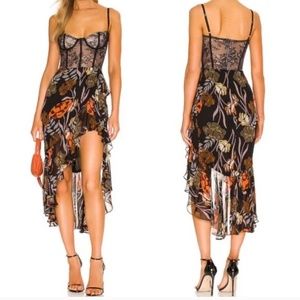 Katie May Take a Sip Cocktail Dress Black 70s Floral Size XL NWT